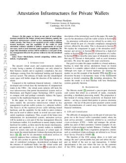 Attestation Infrastructures for Private Wallets
