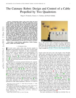 The Catenary Robot: Design and Control of a Cable Propelled by Two
  Quadrotors