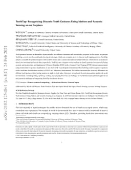 TeethTap: Recognizing Discrete Teeth Gestures Using Motion and Acoustic
  Sensing on an Earpiece