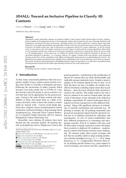 3D4ALL: Toward an Inclusive Pipeline to Classify 3D Contents