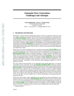 Automatic Story Generation: Challenges and Attempts