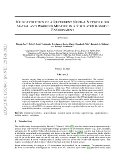 Neuroevolution of a Recurrent Neural Network for Spatial and Working
  Memory in a Simulated Robotic Environment