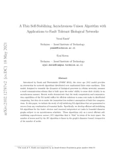 A Thin Self-Stabilizing Asynchronous Unison Algorithm with Applications
  to Fault Tolerant Biological Networks