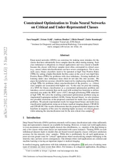 Constrained Optimization to Train Neural Networks on Critical and
  Under-Represented Classes