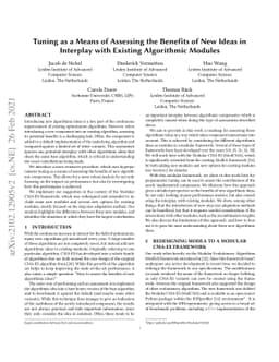 Tuning as a Means of Assessing the Benefits of New Ideas in Interplay
  with Existing Algorithmic Modules