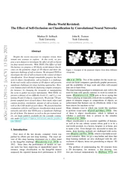 Blocks World Revisited: The Effect of Self-Occlusion on Classification
  by Convolutional Neural Networks