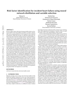 Risk factor identification for incident heart failure using neural
  network distillation and variable selection