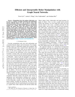 Efficient and Interpretable Robot Manipulation with Graph Neural
  Networks