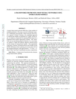 A Framework For Pruning Deep Neural Networks Using Energy-Based Models