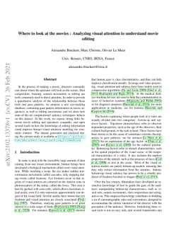 Where to look at the movies : Analyzing visual attention to understand
  movie editing