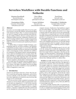 Serverless Workflows with Durable Functions and Netherite