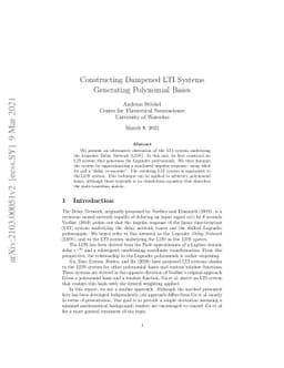 Constructing Dampened LTI Systems Generating Polynomial Bases