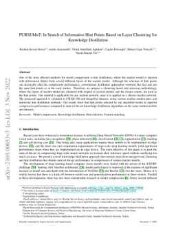 PURSUhInT: In Search of Informative Hint Points Based on Layer
  Clustering for Knowledge Distillation