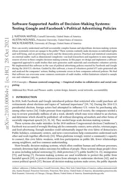 Software-Supported Audits of Decision-Making Systems: Testing Google and
  Facebook's Political Advertising Policies