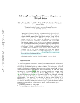 Lifelong Learning based Disease Diagnosis on Clinical Notes