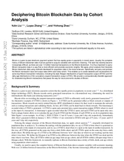 Deciphering Bitcoin Blockchain Data by Cohort Analysis