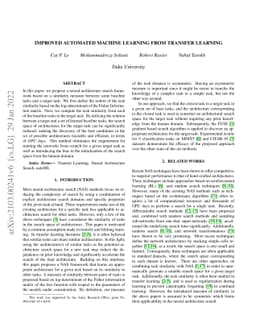 Improved Automated Machine Learning from Transfer Learning