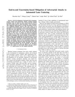End-to-end Uncertainty-based Mitigation of Adversarial Attacks to
  Automated Lane Centering