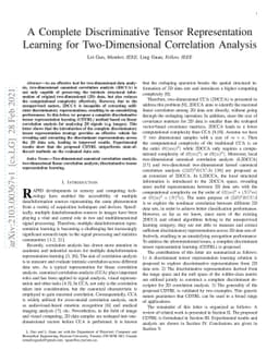 A Complete Discriminative Tensor Representation Learning for
  Two-Dimensional Correlation Analysis