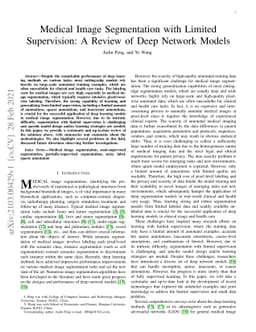 Medical Image Segmentation with Limited Supervision: A Review of Deep
  Network Models