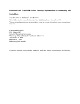 Generalized and Transferable Patient Language Representation for
  Phenotyping with Limited Data