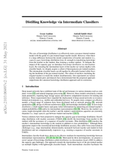Distilling Knowledge via Intermediate Classifiers