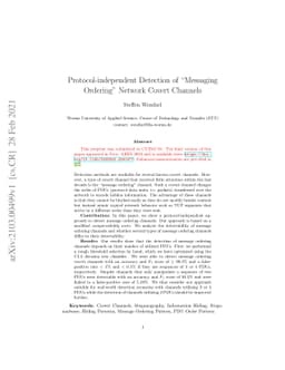 Protocol-independent Detection of "Messaging Ordering" Network Covert
  Channels