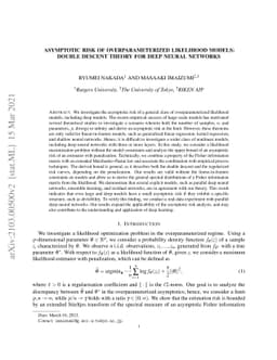 Asymptotic Risk of Overparameterized Likelihood Models: Double Descent
  Theory for Deep Neural Networks