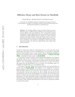 Diffusion Means and Heat Kernel on Manifolds