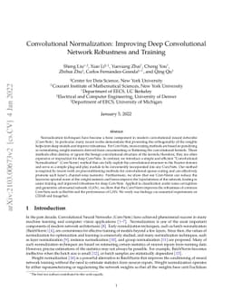 Convolutional Normalization: Improving Deep Convolutional Network
  Robustness and Training