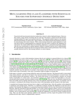 Meta-learning One-class Classifiers with Eigenvalue Solvers for
  Supervised Anomaly Detection