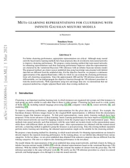 Meta-learning representations for clustering with infinite Gaussian
  mixture models
