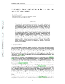 Federated Learning without Revealing the Decision Boundaries