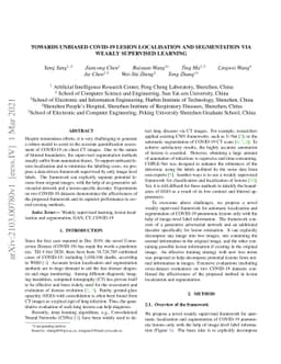 Towards Unbiased COVID-19 Lesion Localisation and Segmentation via
  Weakly Supervised Learning