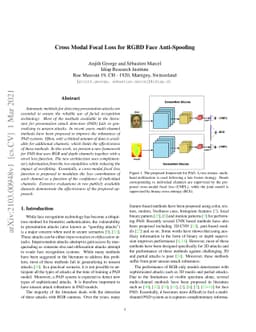 Cross Modal Focal Loss for RGBD Face Anti-Spoofing