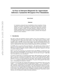 An Easy to Interpret Diagnostic for Approximate Inference: Symmetric
  Divergence Over Simulations