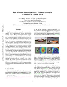 Dual Attention Suppression Attack: Generate Adversarial Camouflage in
  Physical World