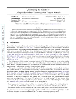 Quantifying the Benefit of Using Differentiable Learning over Tangent
  Kernels