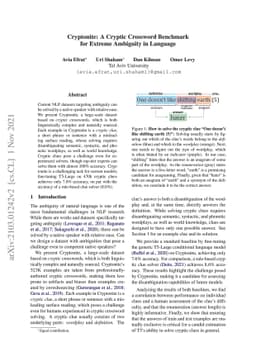 Cryptonite: A Cryptic Crossword Benchmark for Extreme Ambiguity in
  Language