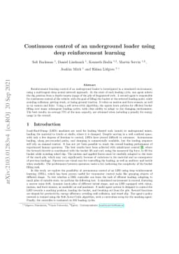 Continuous control of an underground loader using deep reinforcement
  learning