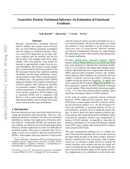 Generative Particle Variational Inference via Estimation of Functional
  Gradients