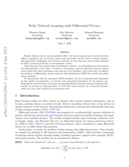 Wide Network Learning with Differential Privacy