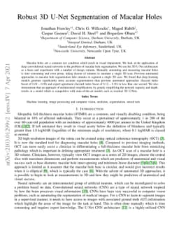 Robust 3D U-Net Segmentation of Macular Holes