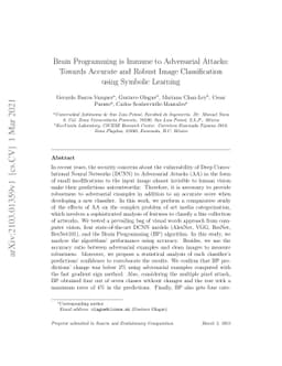 Brain Programming is Immune to Adversarial Attacks: Towards Accurate and
  Robust Image Classification using Symbolic Learning