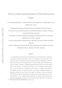A Survey of Deep Learning Techniques for Weed Detection from Images