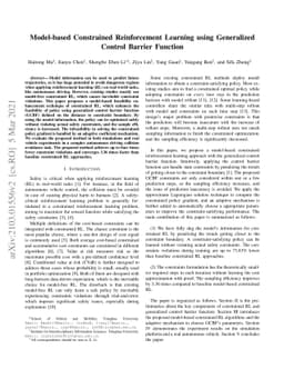 Model-based Constrained Reinforcement Learning using Generalized Control
  Barrier Function