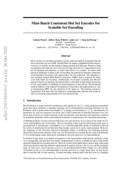 Mini-Batch Consistent Slot Set Encoder for Scalable Set Encoding