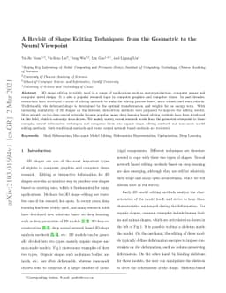 A Revisit of Shape Editing Techniques: from the Geometric to the Neural
  Viewpoint