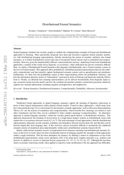 Distributional Formal Semantics