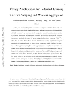 Privacy Amplification for Federated Learning via User Sampling and
  Wireless Aggregation